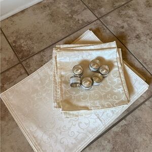 Elegant Cream Table Linens with Napkin Rings